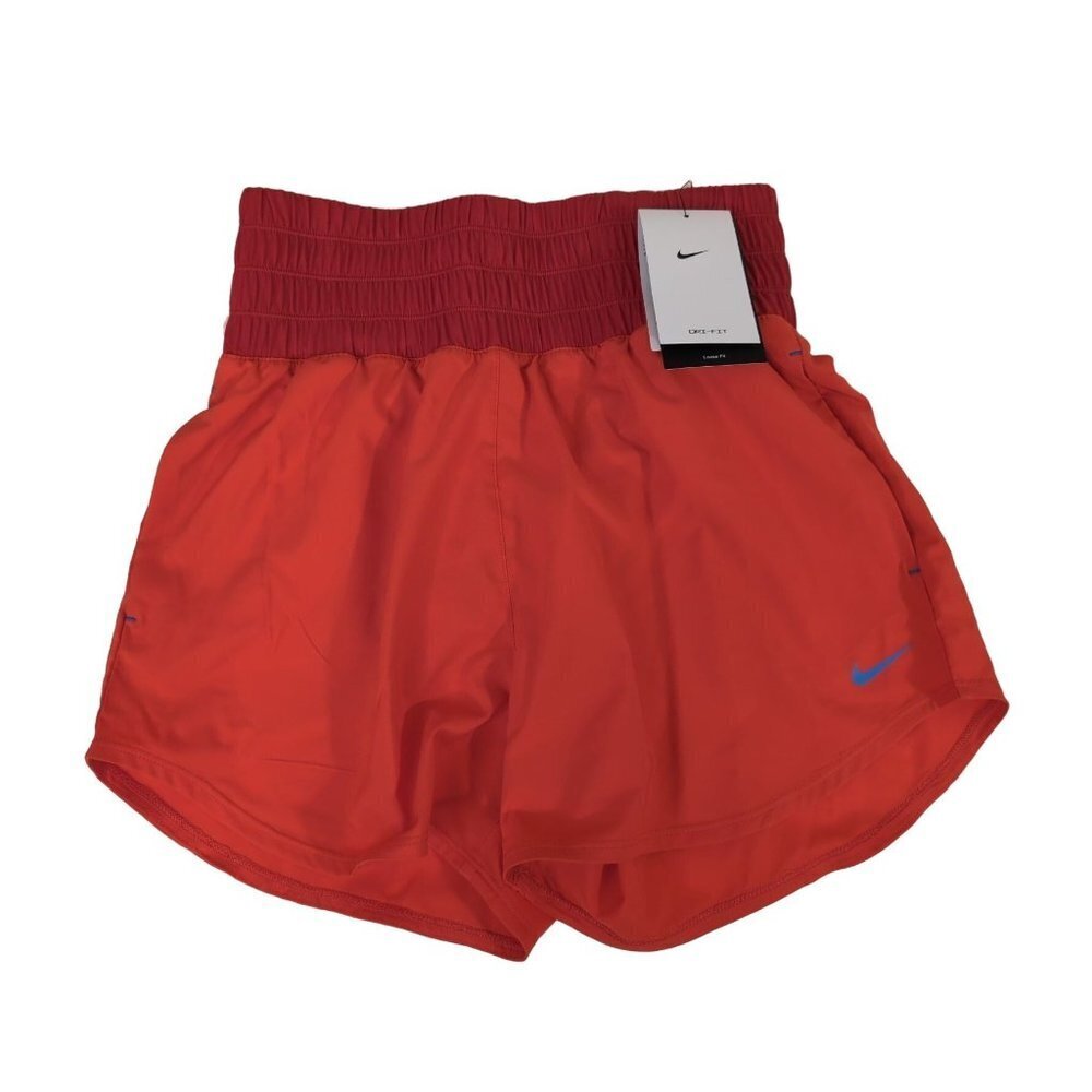 Nike One Ultra High-Waisted Shorts Womens S Red Orange Attached Panty Pockets
